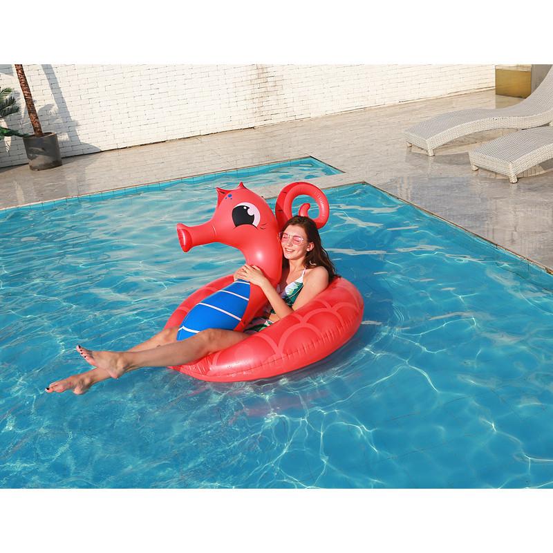 And Adult Childrens Thickened Inflatable Red Seahorse Floating Toy Drainage