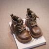 New Kid's Boot Black Khaki Causal Autumn Boots for Girls Round-toe Thick Bottom Children's Fashion Ankle Boots Non-slip Zipper