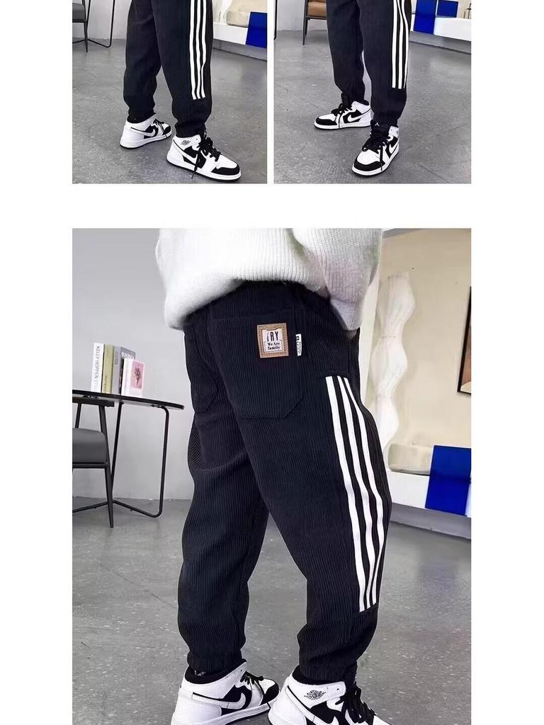 Randiga vardagsmysbyxor för pojkar - Vår-, Höst-, Vinterstilar