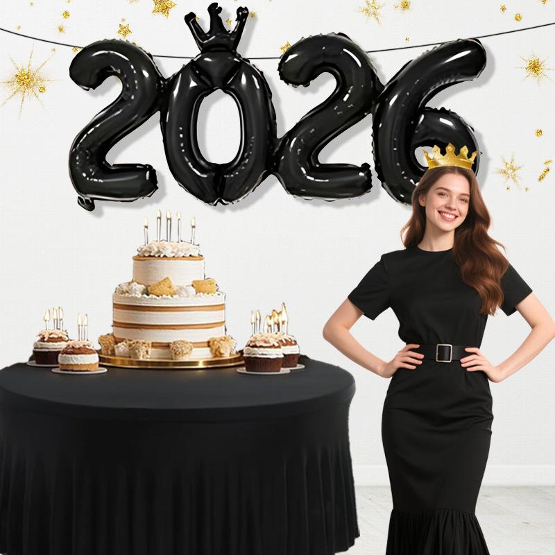 2026 Gold Crown Foil Number Balloons for 2026 New Year Christmas Eve Festival Party Supplies Decorations Christmas Home Decor