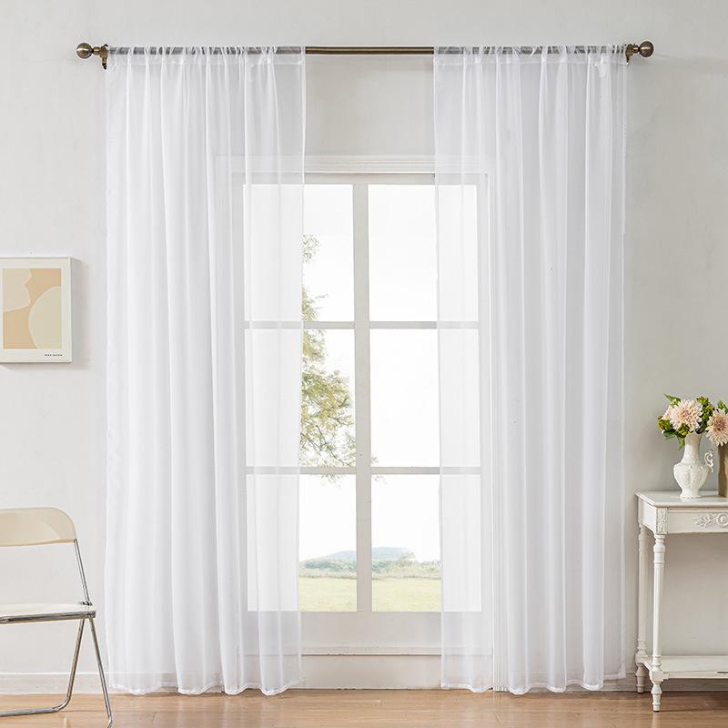 Light Sheer Voile Curtains with Rod Pocket Semi-Transparent Window Drapes for Bedroom Living Room Dining Room Light Transmittance Lace Curtains