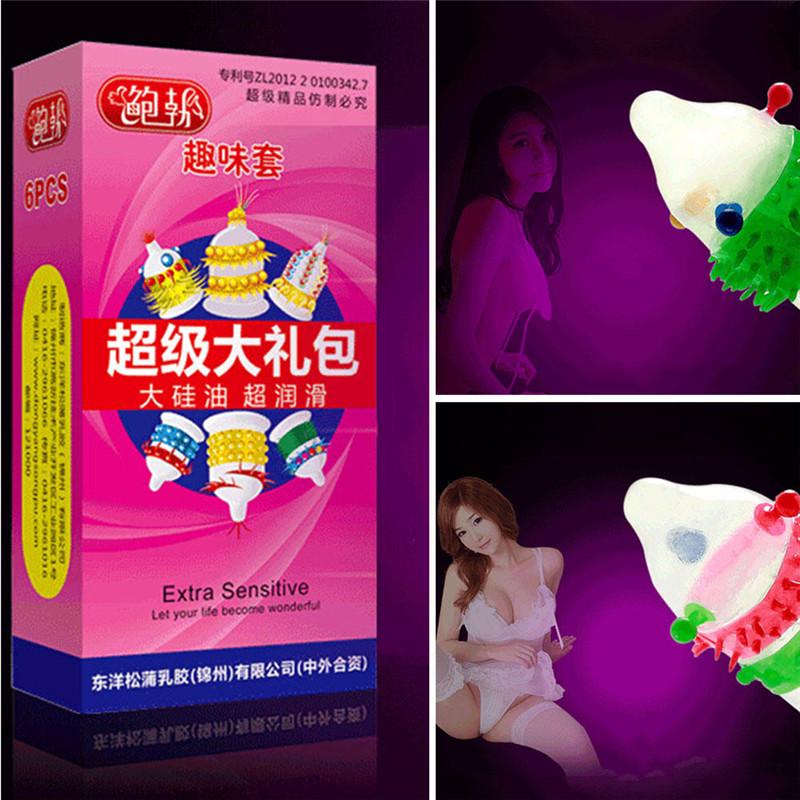 6ks latexové kondomy pro dospělé pro citlivý orgasmus tečkovaný žebrovaný stimulující vaginální nový