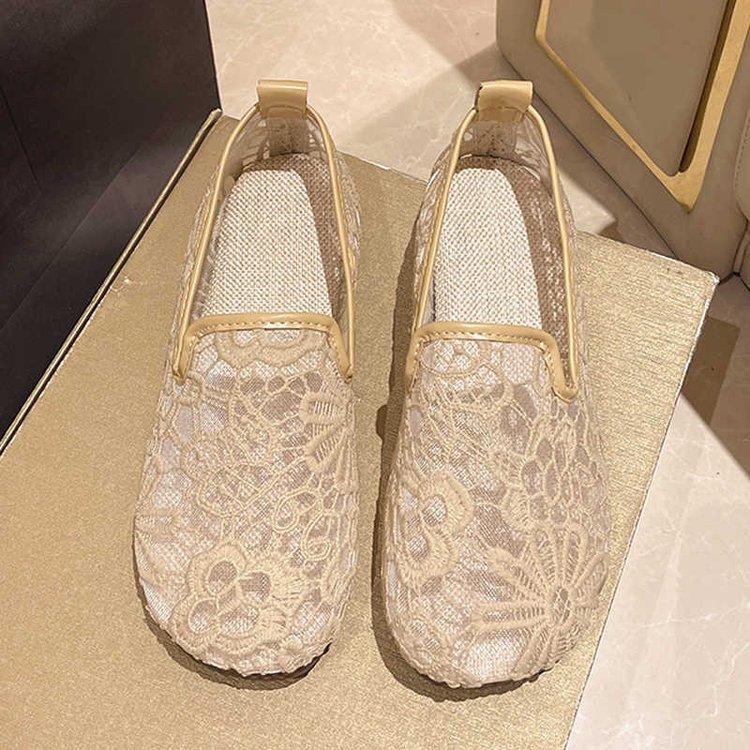 Summer Mesh Mother Shoes Women's Breathable Mesh Shoes One Pedal Beef Tendon Soft Bottom Flat Bottom Non-slip Grandma Old Beijing Cloth Shoes