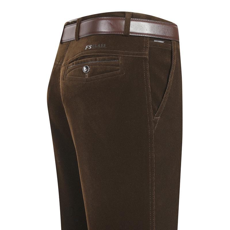 Men's Stretch Corduroy Pants - Middle-Aged, Casual, Loose Fit, Plus Velvet, Thickened for All Seasons
