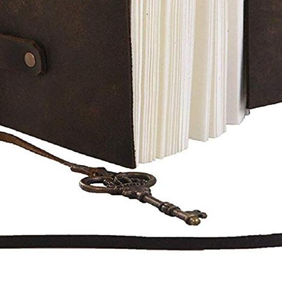 Handmade Leather Journal Diary with Belt Key Lock 200 Pages Daily Planner for Gifting 15.24 x 10.16 cm