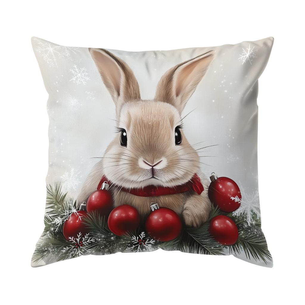 45X45Cm Christmas Rabbit Pillowcase Bedroom Sofa Cushion Cover 100% Polyester Living Room Cushion Pillowcase Home Decor