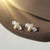Luxury Golden Zircon Bee Stud Earrings for Women Cute Small Crystal Rhinestone Animal Insect Honeybee Earring Fashion Jewellry