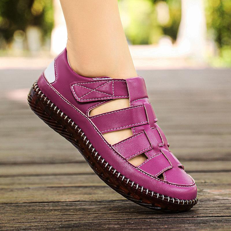 Sandals women's summer 2025 new popular Roman flat-bottomed woven soft-soled lightweight mother non-slip beach shoes