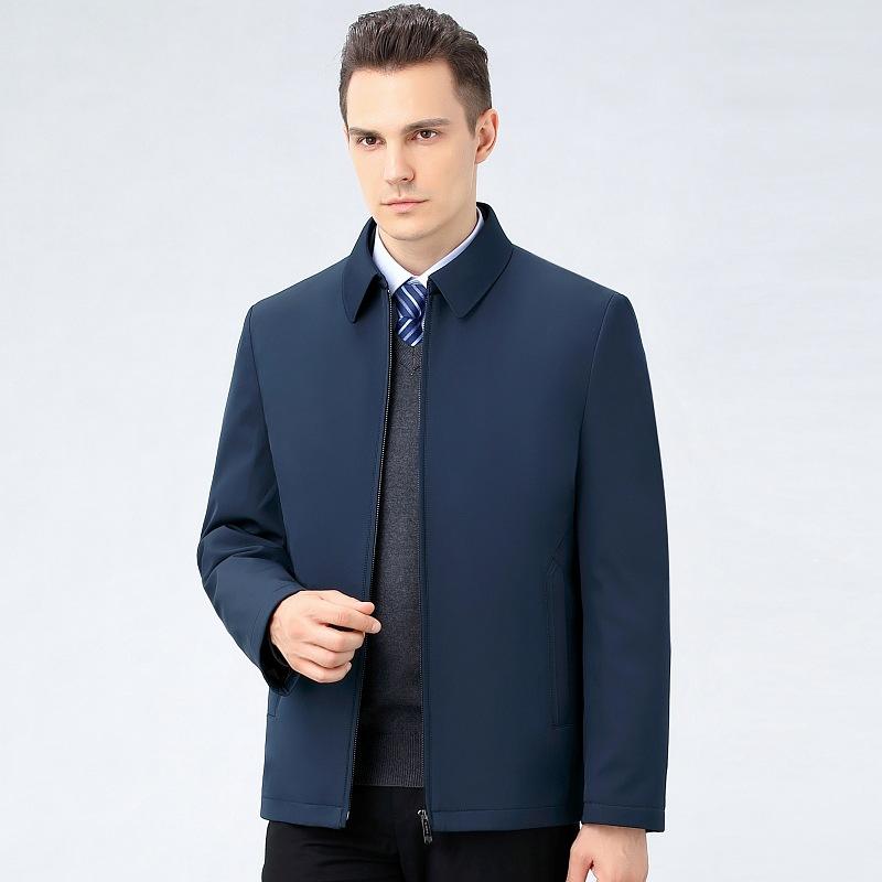 

Зимняя куртка-пуховик с лацканами для мужчин среднего возраста, белая куртка-пуховик на молнии для папы среднего возраста 195