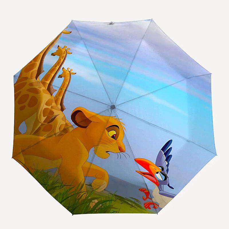 Lion King Themed Automatic Opening and Closing Umbrella, Brightly Colored 8-rib Portable Umbrella, Suitable for Men and Women, A Perfect Gift for Chri