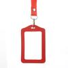 Fashionable ID Badge Card Holder Faux Leather Frame Clear Case Cover Lanyard