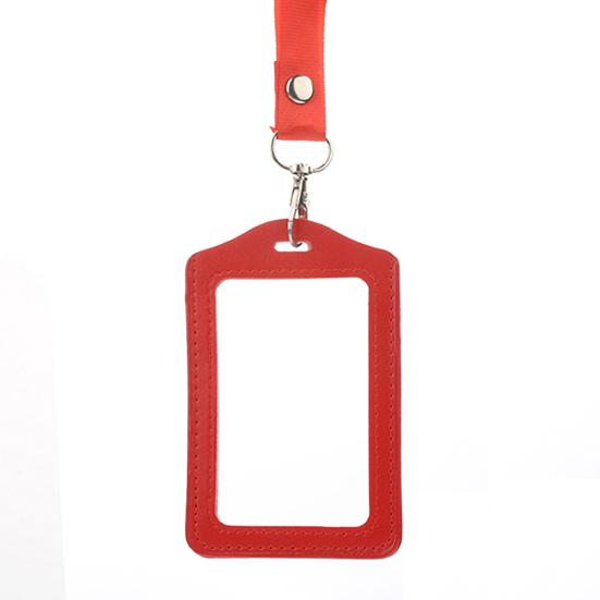 Módní pouzdro na kartu ID odznak Rám z umělé kůže Průhledné pouzdro Kryt Lanyard