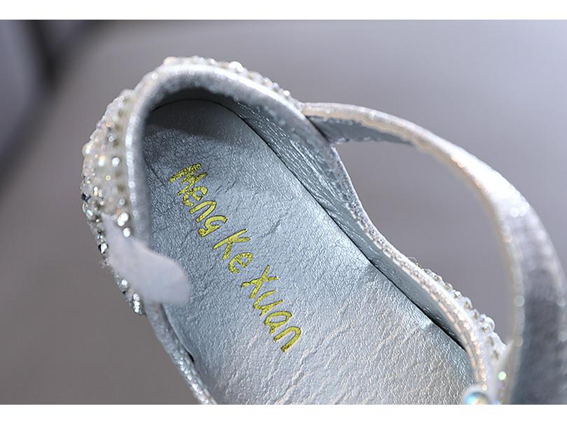 2025 Spring/Summer Korean Style Girls' Rhinestone Bow Princess Dance Leather Shoes