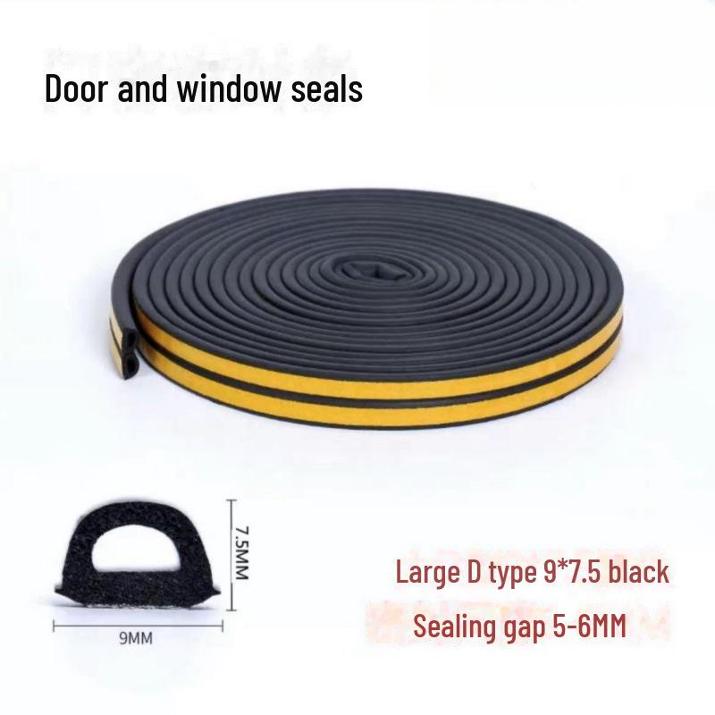D-Type Self-Adhesive EPDM Rubber Door & Window Insulating Seal: Windproof, Soundproof, Heat Insulation & Anti-Collision Strip.