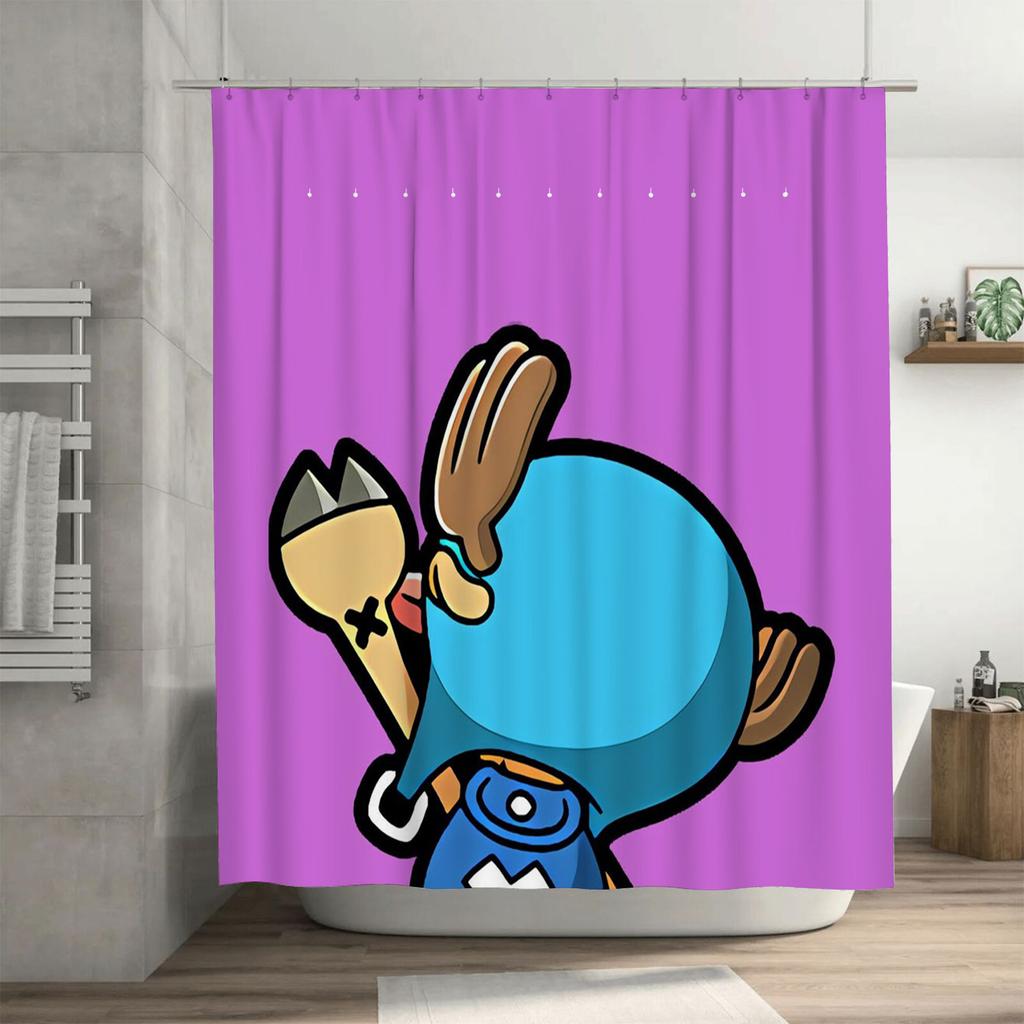 Cute Cartoon Character Design Waterproof Shower Curtain Heat Resistant Machine Washable Non-Transparent 180x180cm