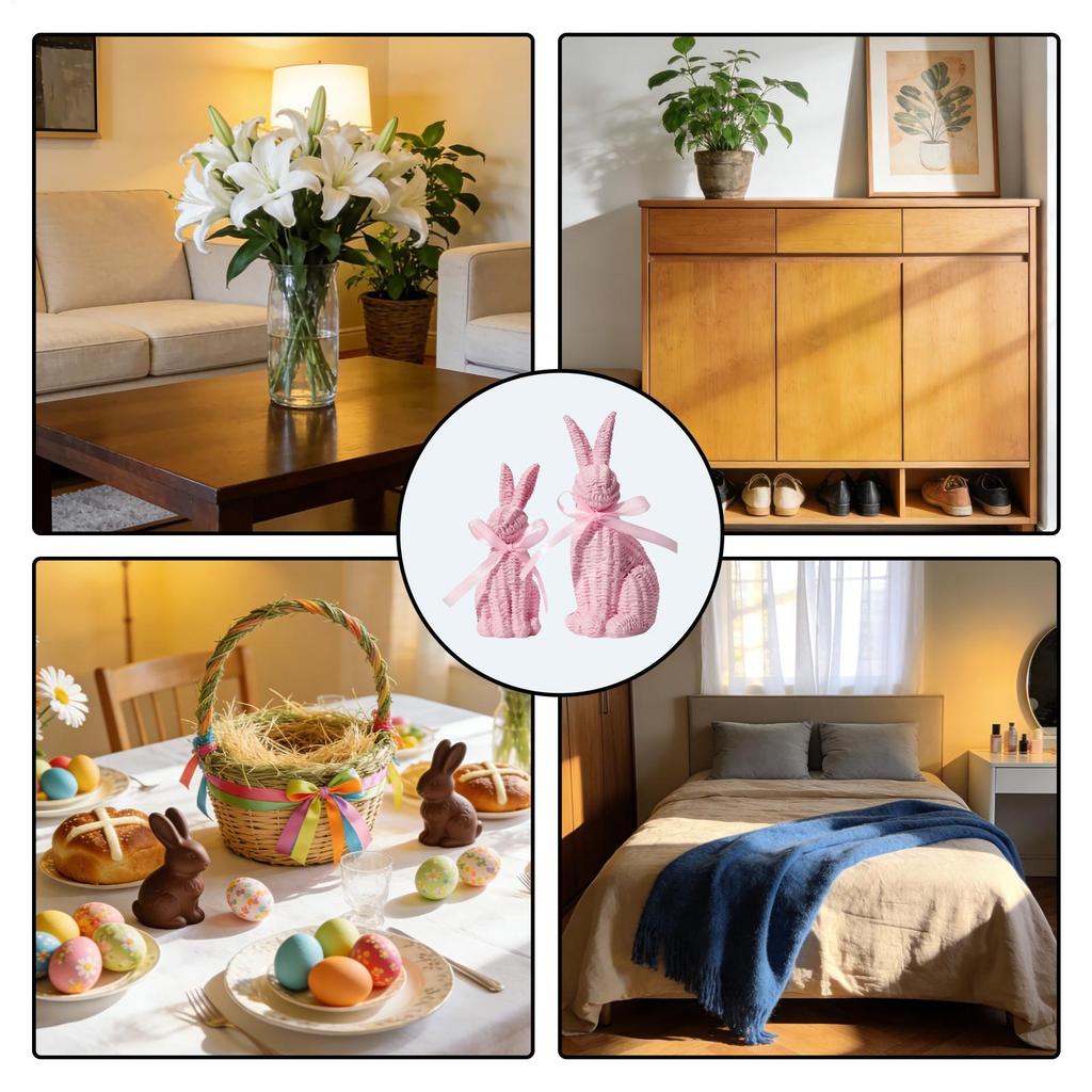 Bunny Decor For Home Aesthetic Easter Animal Sculpture Bunnies Figurine Rabbit Figurine For Living Room Bedroom Study Nursery