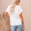 Camicia estiva a maniche corte con colletto rovesciato, tinta unita, camicia con bottoni, da donna, camicetta tascabile taglie forti, top da donna