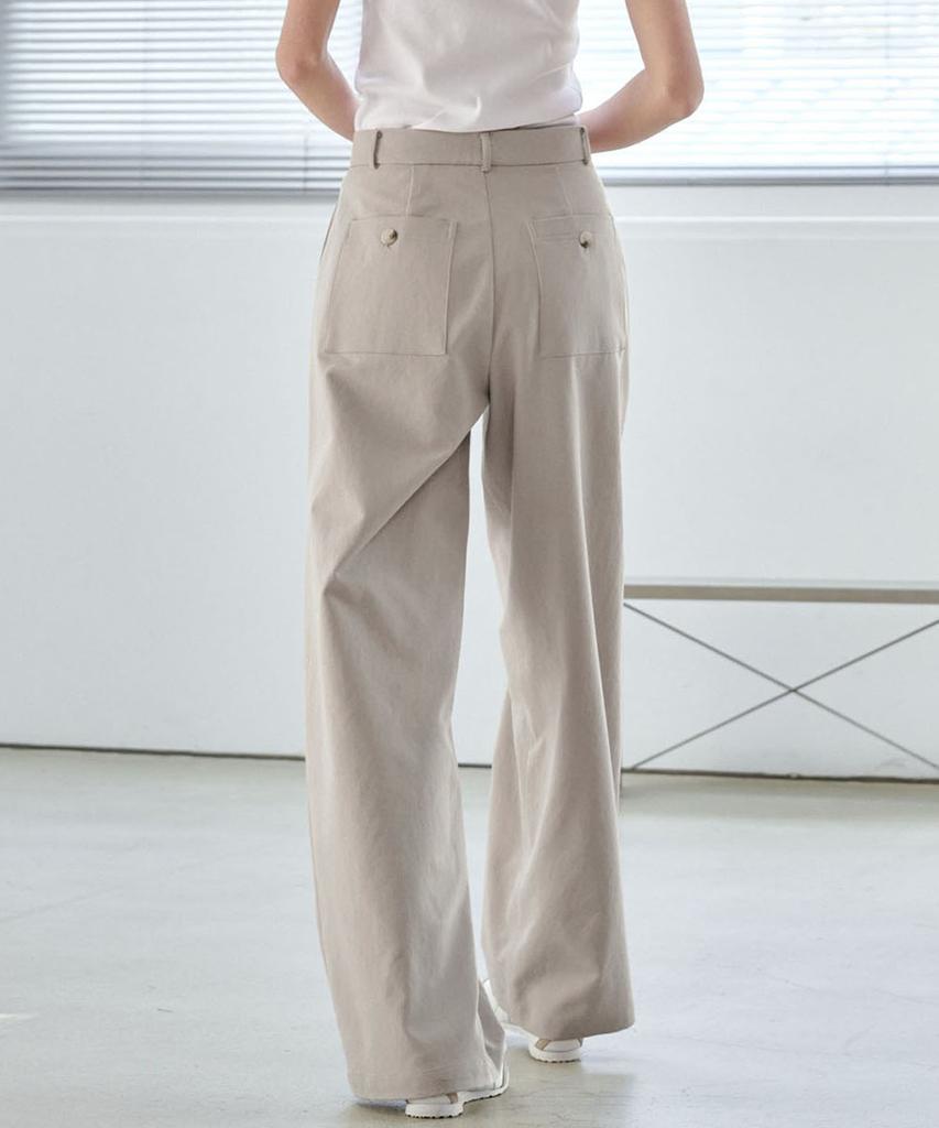 MALOUPE 2171 Stretch Lightweight Wide Pants (Beige)