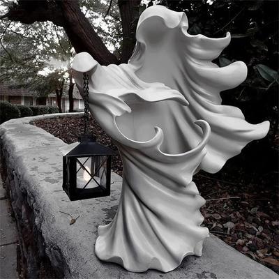 7,87" Hoge Hars Spookbeeldje met Lantaarn, voor Tuin- en Buitendecoratie