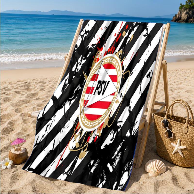 Asciugamano da Spiaggia con Stemma Psv Eindhoven in Microfibra, Leggero e Asciugatura Rapida, per Viaggi Estivi, Piscina, Regalo di Compleanno