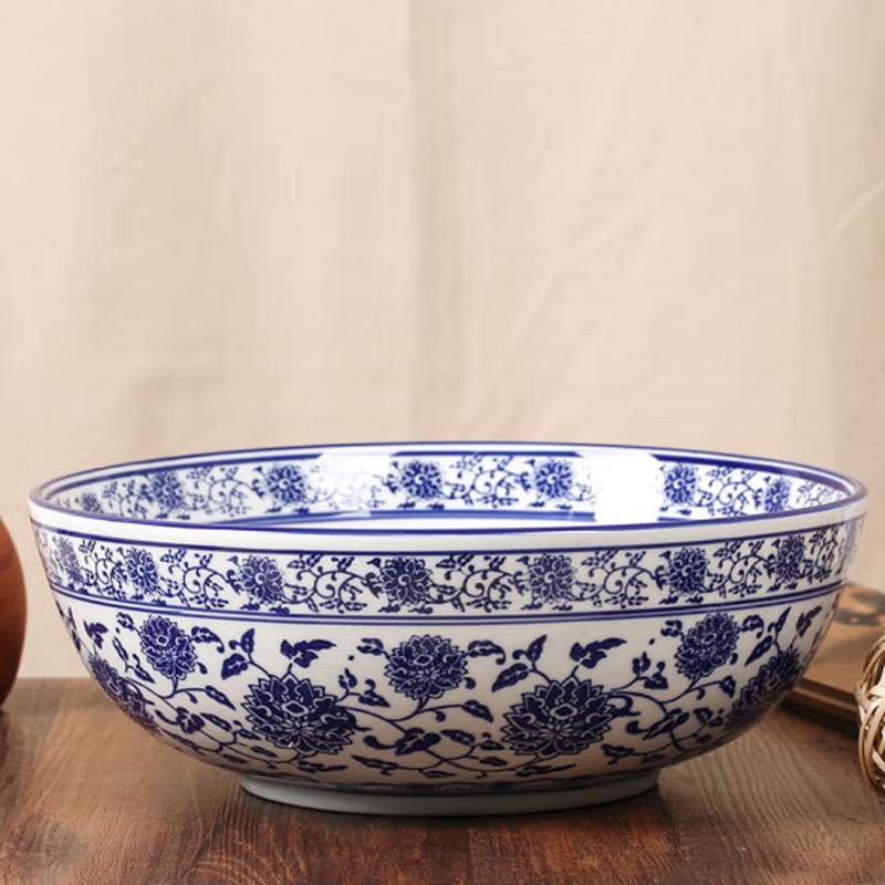 Taisun Modrobílý porcelán Velká polévková mísa
