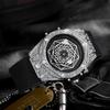 KIMSDUN Zlatý Poise Diamond Intarzované Módní trendy Kreativní pánské hodinky Silikonové rukavice Nights Vodotěsné sportovní Quartz hodinky