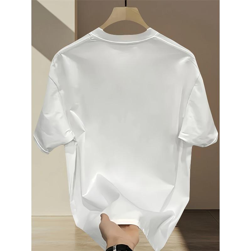 Heavyweight Pure Trendy Print Short-Sleeve T-Shirt for Men, New Summer Casual Style, Loose Fit, Versatile Top In Large Sizes