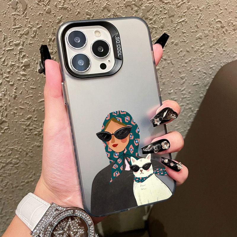 White Cat And Fashion Women Pattern Phone Case For Samsung S24 S23 Ultra Plus FE S25 S22 Ultra Plus S21 FE Laser Shockproof Case