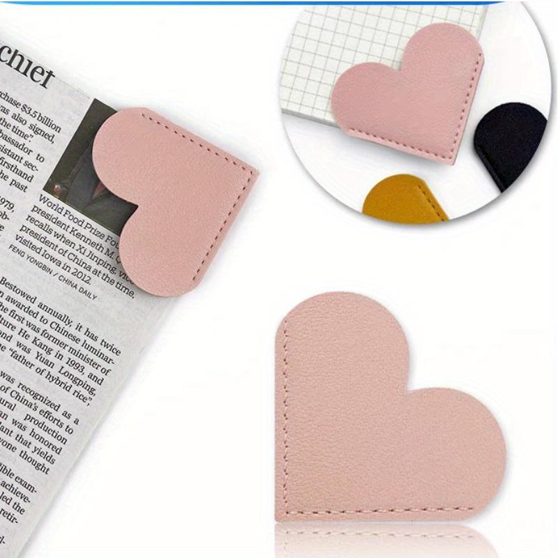 4Pc Random Creative and Simple Love Bookmark Pu Portable Book Page Clip Heart-shaped Bookmark Gift Corner Labeling