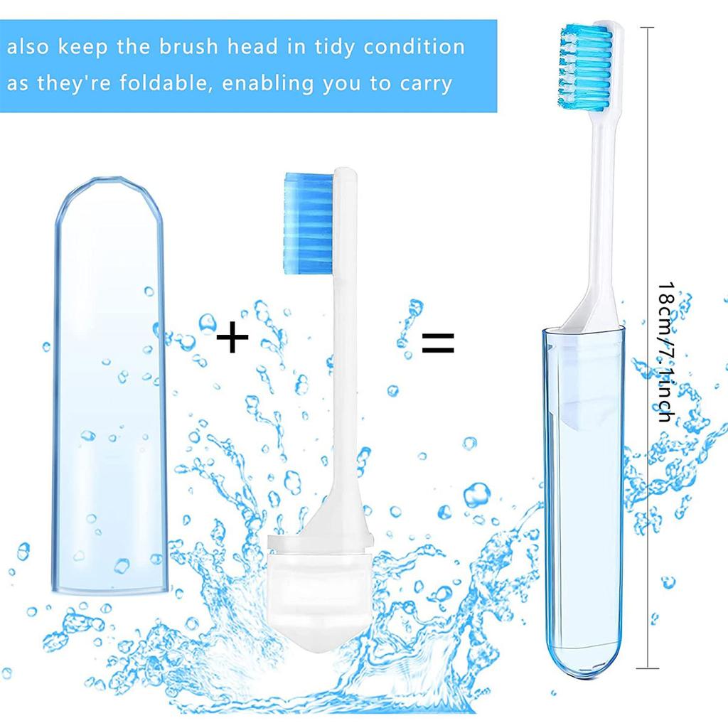 Bulk Foldable Travel Toothbrushes with Cases. Soft, for All Ages. Good for Trips. Covers with Vents, Compact. Great Gift.-liu