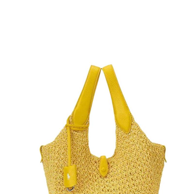 Polo Ralph Lauren Embossed Pattern Woven Tote Shopping Bag Women Tote Light-Yellow WAPOBAG0G620435700