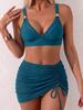 New Summer Women's Bikini Three Piece Swimsuit Sexy Mesh Drawstring Women's Split Swimsuit