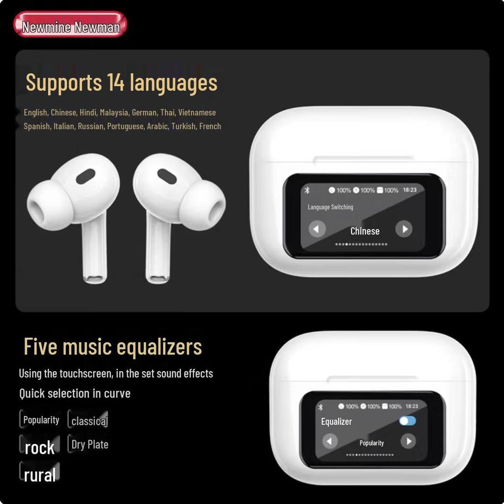 Newman T9 Bluetooth Headset: Touchscreen Display, ANC Noise Cancellation, Sports & Leisure, Group Gift Option.