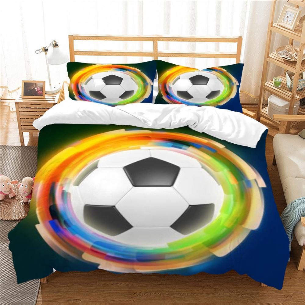 Fußball-Bettbezug-Set, Sport-Bettwäsche-Abdeckung, Queen- und King-Size-Betten, Mikrofaser, weiches Bett-Set für Teenager, Kinder und Erwachsene