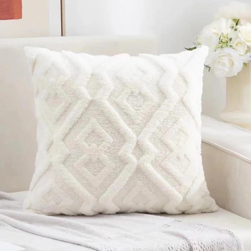 Beige Snowflake Velvet Jacquard Throw Pillow Covers Printed Pillowcase Decor Home Decor Room Decor Bedroom Cushion cover