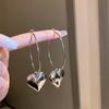 Big Heart Pendant Hoop Earrings for Women European American Exaggerated Loop Brincos Gold Copper Color Zircon Party Gift