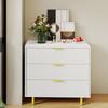 Chest of Drawers with 3 Drawers, Sideboard with Modern Design, Storage Cabinet, White and Gold-H72/B80/T40 cm