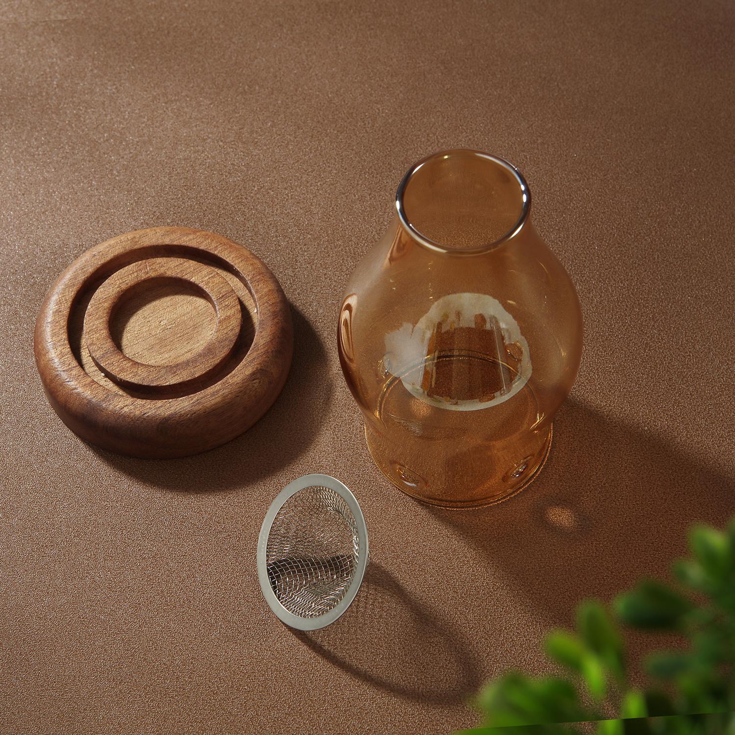 

Стеклянный подсвечник, нагреватель для ароматерапии с деревянной подставкой, аромалампа для йоги, СПА, ароматерапии золотой