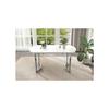 Table de salle à manger à rallonge 140/180 x 80 cm, longueur extensible 180 cm, pieds en métal argenté, blanc + pieds argentés