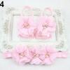 Cute Newborn Baby Infant Girl Rose Flower Headband + Barefoot Ring Sandals Shoes