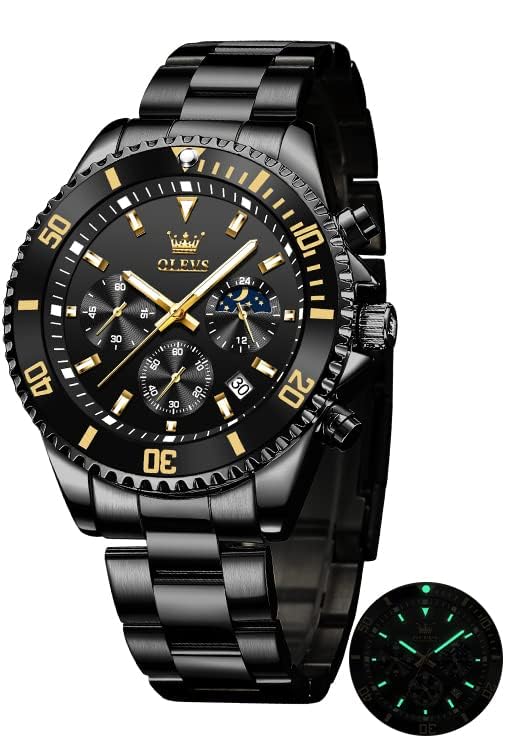 

OLEVS Men s Watches, Popular, Quartz, Fashion, Business, Chronograph, Stainless Steel, Waterproof, Date, Male Watch Gift, Black, watches for men