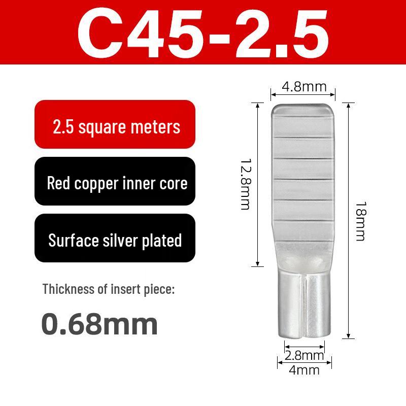 C45 Purple Copper Circuit Breaker Terminal Lug Insert - Cold Crimp Wire Connector Splicing Terminal.