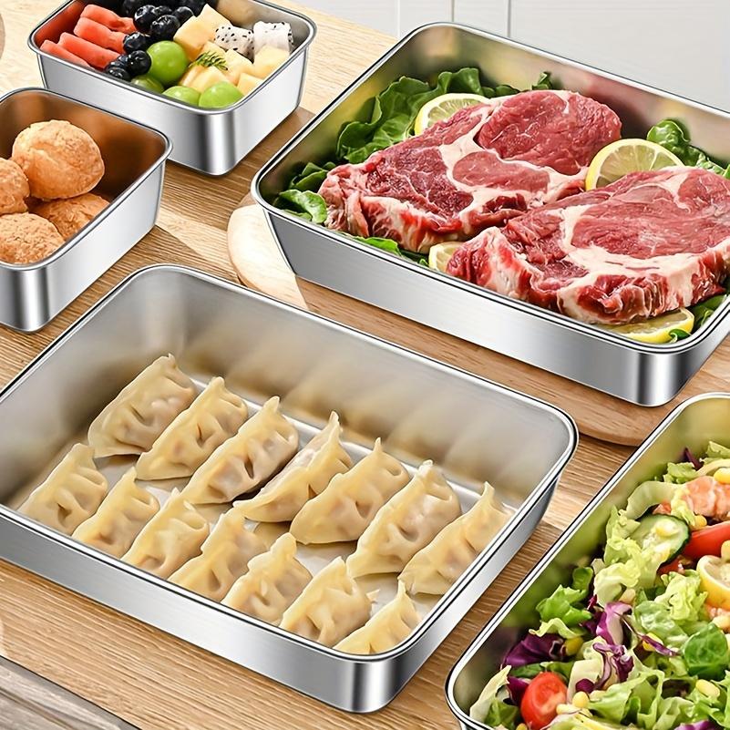 3pcs Thick Stainless Steel Food Storage Containers - Leakproof, Reusable, Stackable,Durable Airtight Kitchen Fruit, Meat