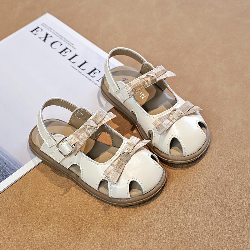 2026 Fashion Baby Non-slip Closed-Toe Roman Sandals: Soft Sole Bow Design for Girls' Summer Style