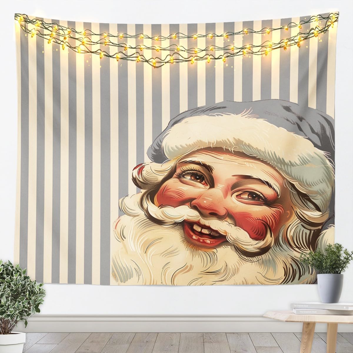 

Christmas Tapestry Santa Claus Snowflake New Year Background Wall Hanging Decoration Fireplace Stockings Gifts Hanging Cloth 90x75cm