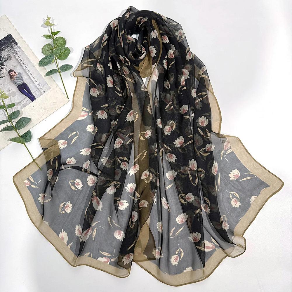 1Pcs Chiffon Georgette Silk Scarf Elegant Bandana Scarf Durable Headband Shawl Summer Beach