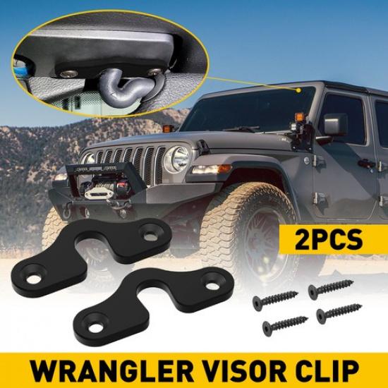 2x Sun Visor Clips Hook+Screw Fit JK 2018- JL Jeep Gladiator JT Wrangler