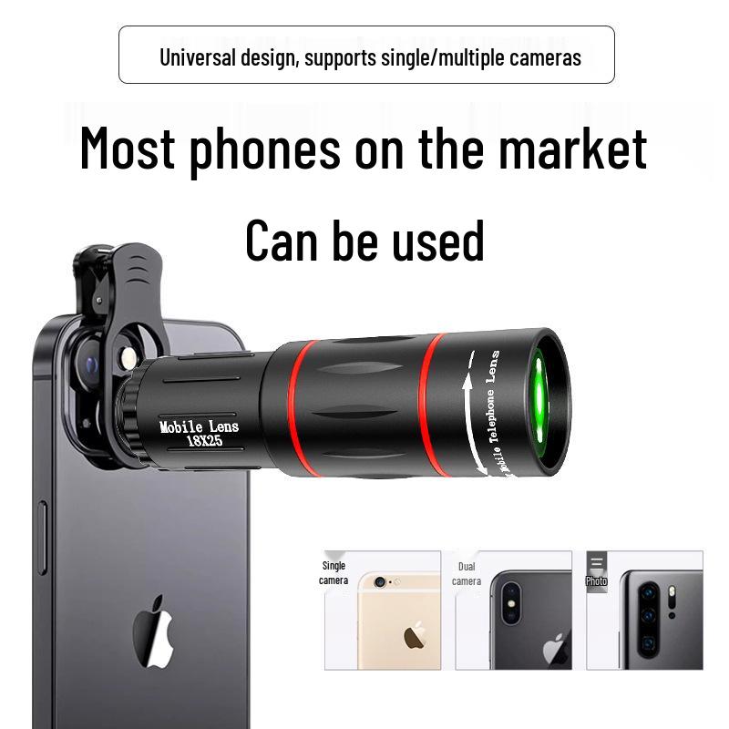 64x Telefotoobjektiv: HD Nattseende Mobiltelefon Monokulärt Teleskop för Konsertfotografering
