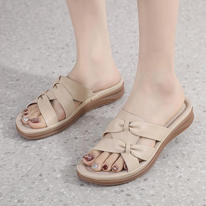 Summer Shoes Women Flat Sandals Non-slip Holiday Fashion Brand Ladies Modern Sandals Black Plus Size 42 D381