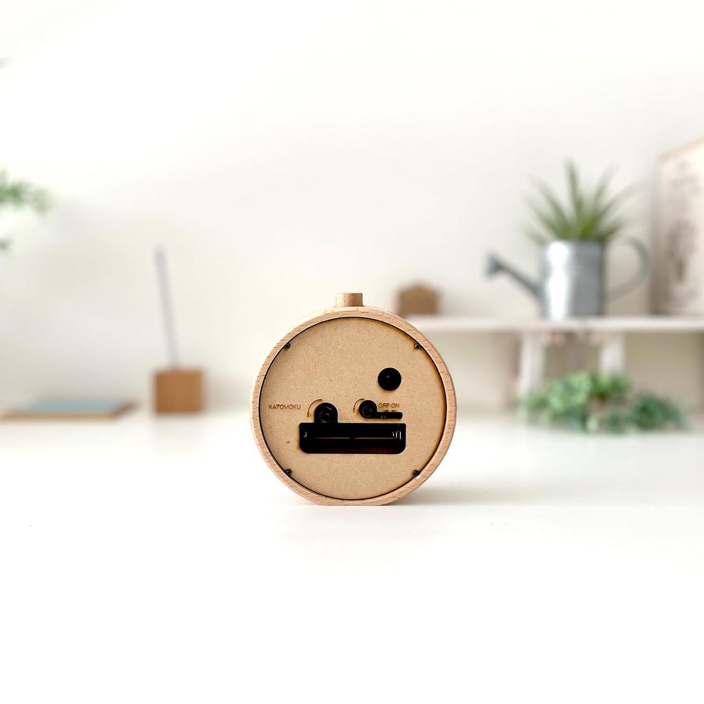KATOMOKU Alarm Clock 6 Natural km-89NA Wooden Alarm Clock with Snooze and Light, 11 x 11.6 x 4.6 cm